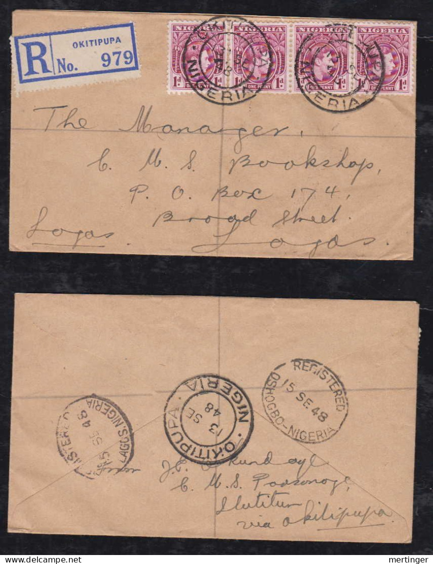 Nigeria 1948 Registered Cover 4x1p OKITIPUPA X LAGOS - Nigeria (...-1960)