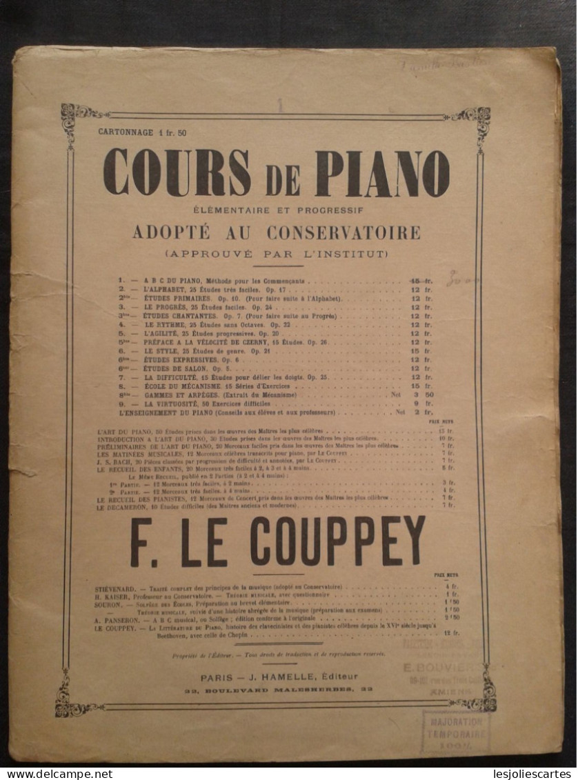 F LE COUPPEY COURS DE PIANO POUR PIANO PARTITION EDITION HAMELLE - Tasteninstrumente