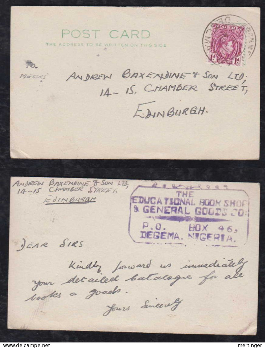 Nigeria 1948 Postcard 1p ABONNEMA X EDINBURGH England - Nigeria (...-1960)