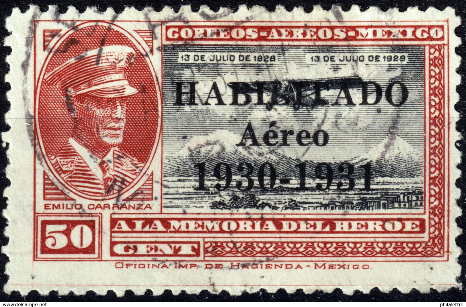 MEXIQUE / MEXICO - 1930 Mi.638 50c Correos Aereos (Carranza) - Usado - Mexico