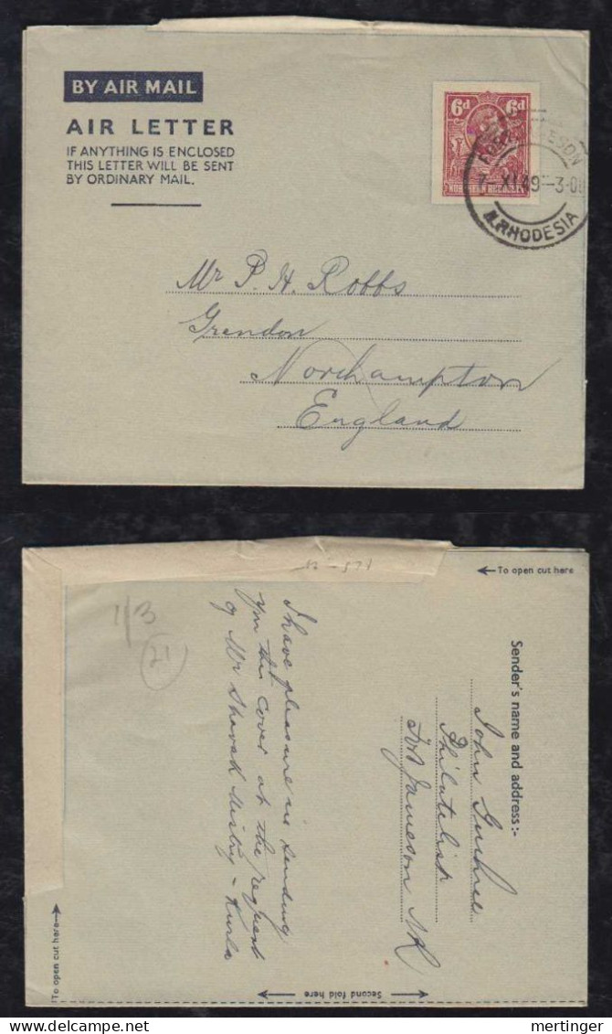 Northern Rhodesia 1949 Aerogramme Stationery Air Letter FORT JAMESON To England - Northern Rhodesia (...-1963)