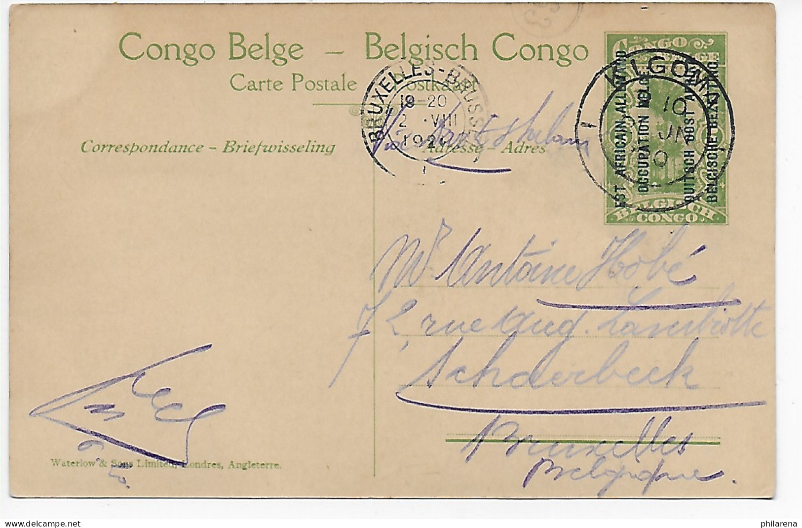 Ansichtskarte Belgisch Kongo: Besetzung DOA 1920 Malagarassi Africain Allemand - Other & Unclassified