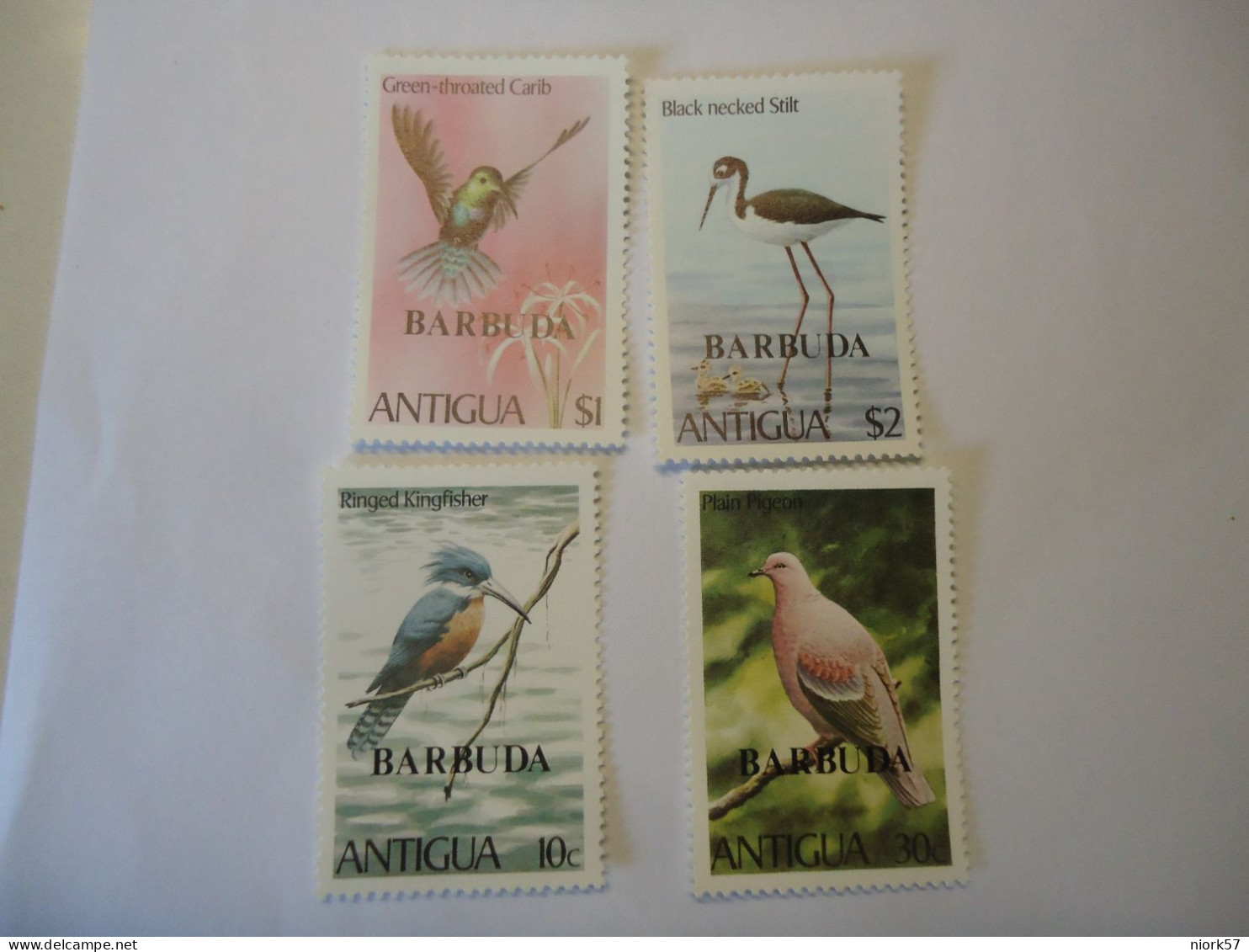 BARBUDA  ANTIGUA OVERPRINT    MNH  STAMPS  SET 4  BIRD BIRDS  1980 - Anatre