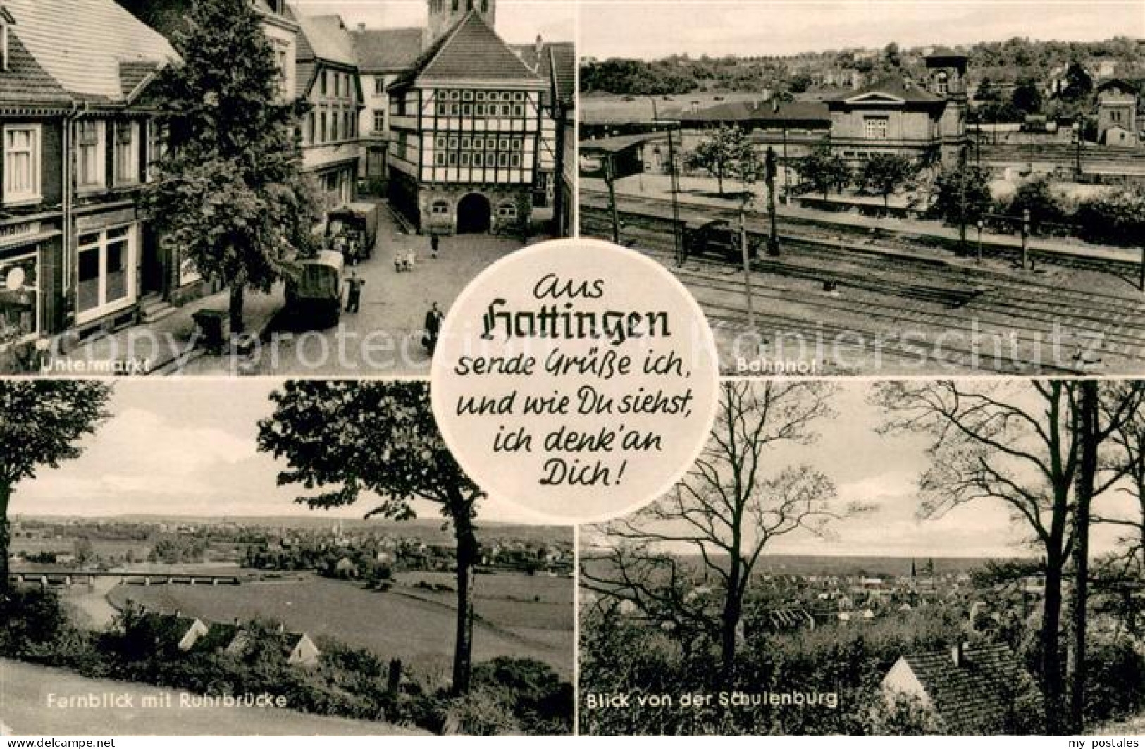 73701881 Hattingen Ruhr Bahnhof Untermarkt Ruhrbruecke Blick Von Der Schulenburg - Hattingen