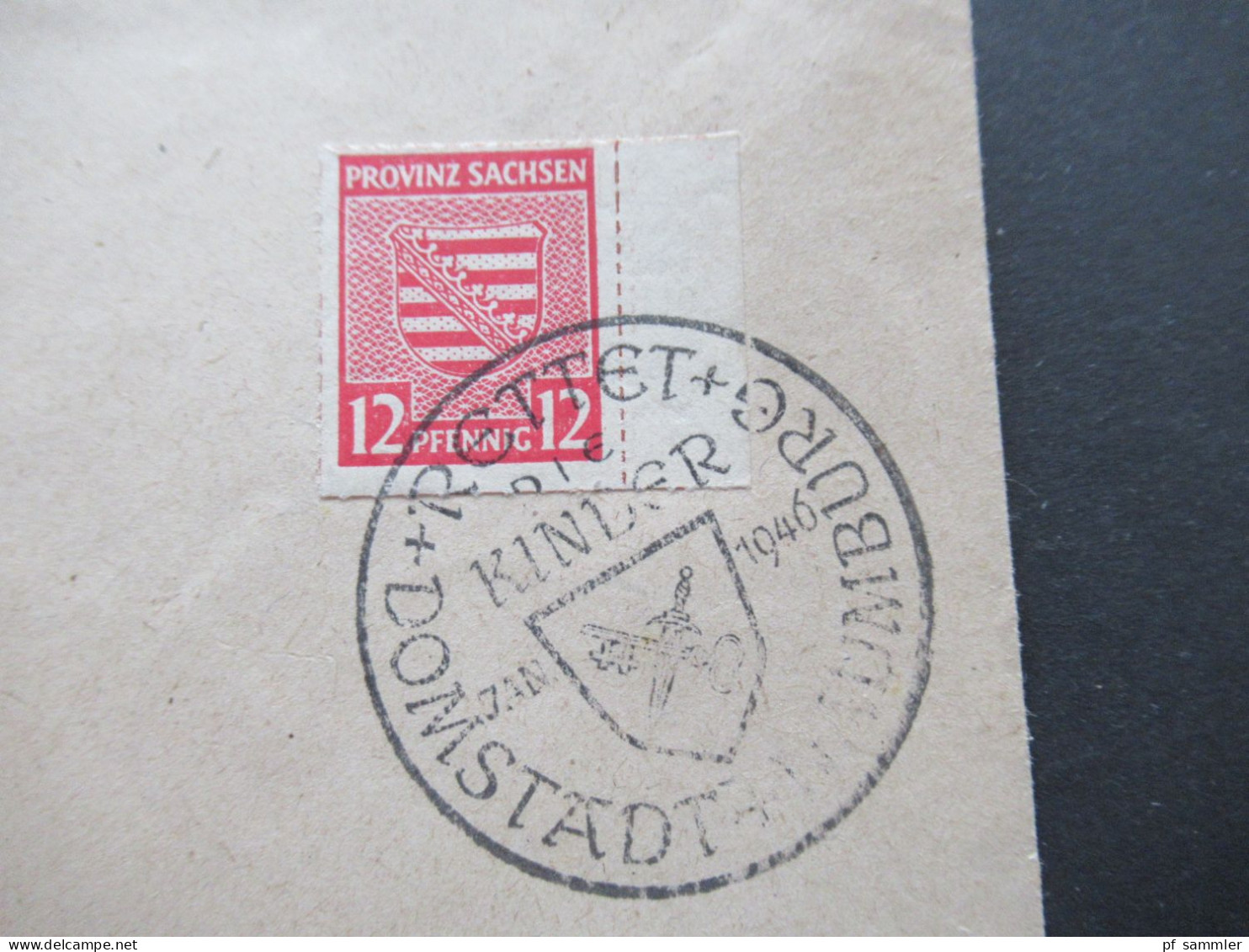 SBZ Lokalausgabe Privaterzeugnis Naumburg Mi.Nr.6 Randstück Rechts Sonderbeleg Rettet Die Kinder Mit Sonderstempel - Storia Postale