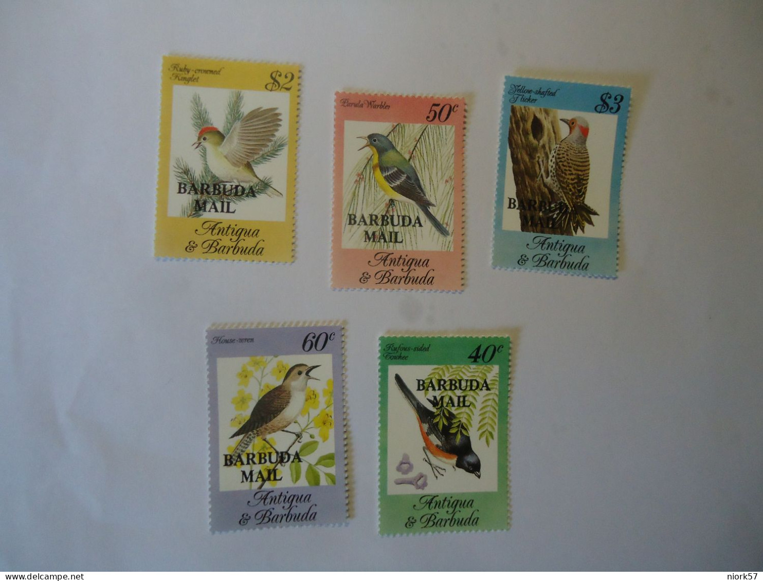 BARBUDA  ANTIGUA OVERPRINT    MNH  STAMPS  SET 5  BIRD BIRDS  1984 - Anatre