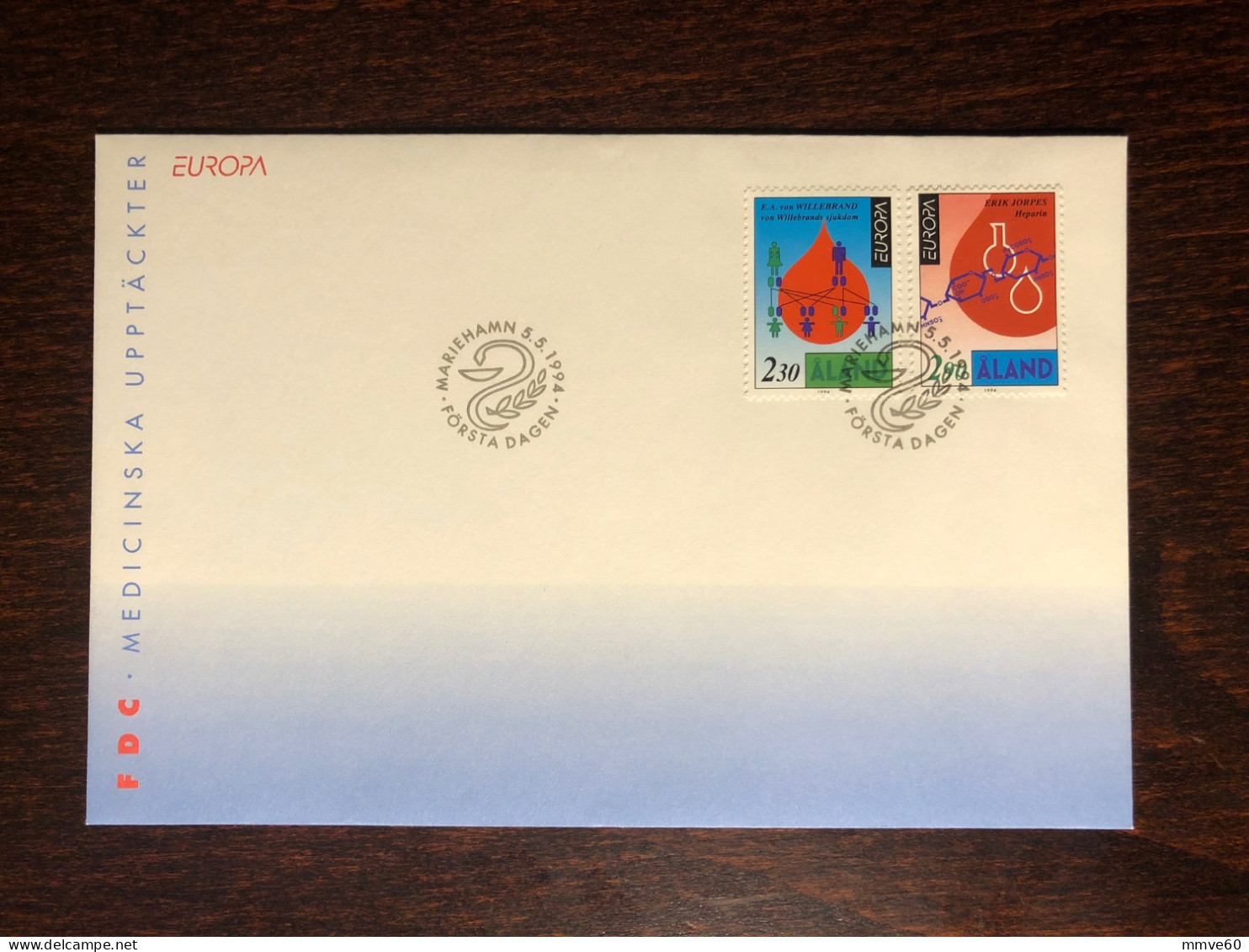 ALAND  FDC COVER 1994 YEAR BLOOD DONATION GROUPS HEALTH MEDICINE STAMPS - Ålandinseln