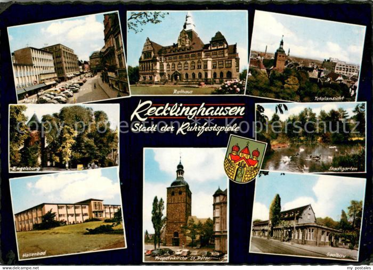 73701476 Recklinghausen Westfalen Totalansicht Rathaus Engelsburg Hallenbad Prop - Recklinghausen