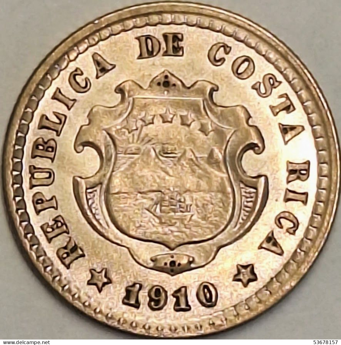 Costa Rica - 5 Centimos 1910(P), KM# 145, Silver (#3504) - Costa Rica