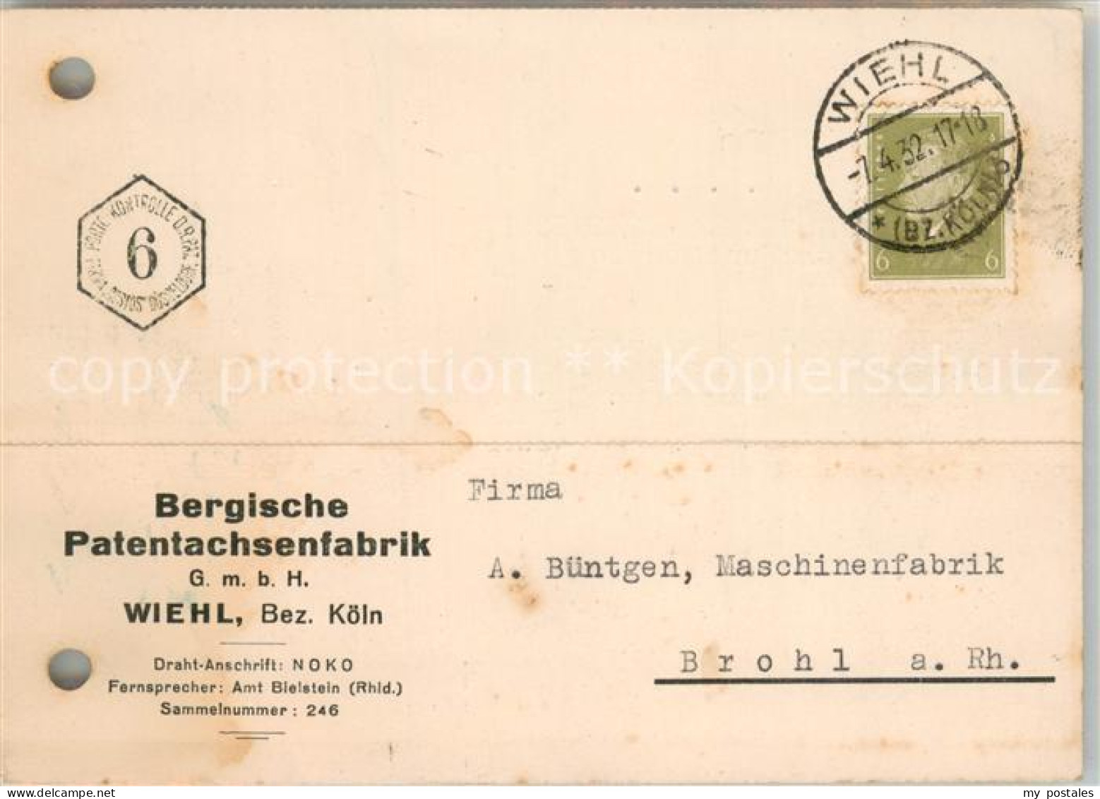 73699219 Wiehl Oberbergischer Kreis Bergische Patentachsenfabrik Geschaeftskorre - Wiehl