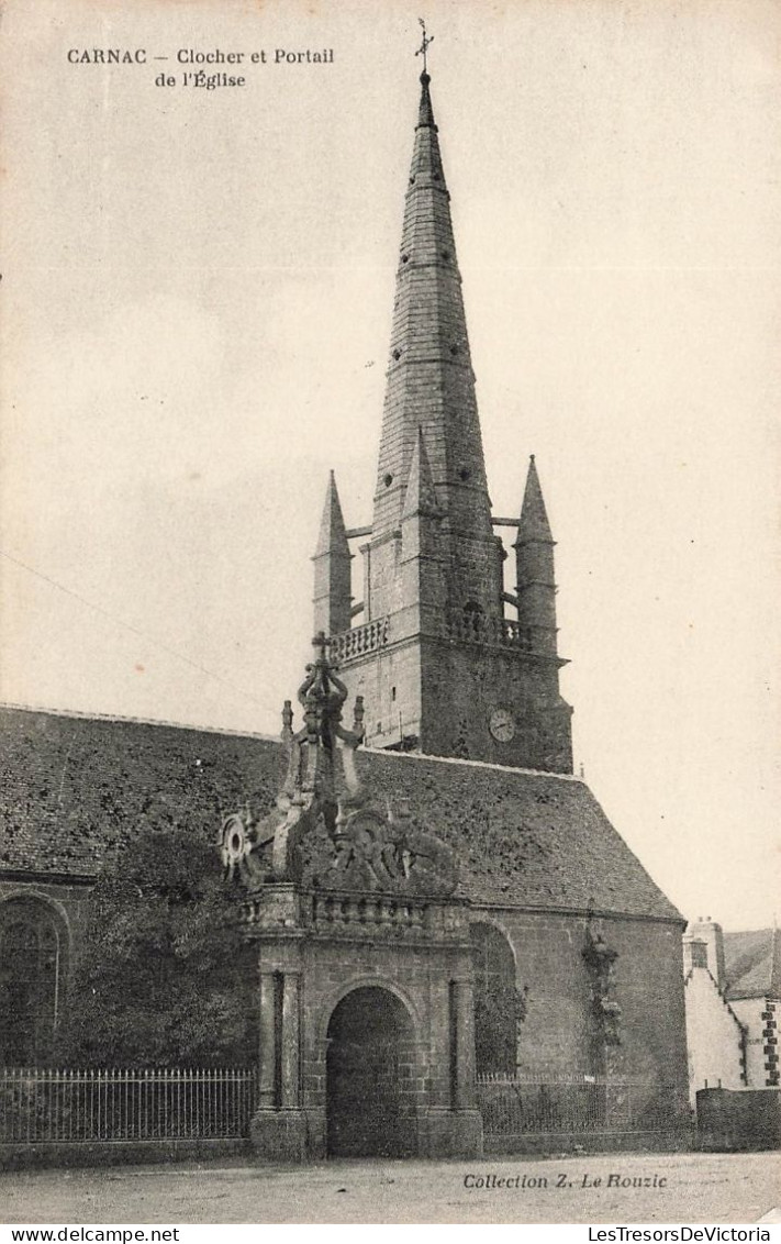 FRANCE - Carnac - Vue Sur Le Clocher Et Le Portail De L'église - Carte Postale Ancienne - Carnac