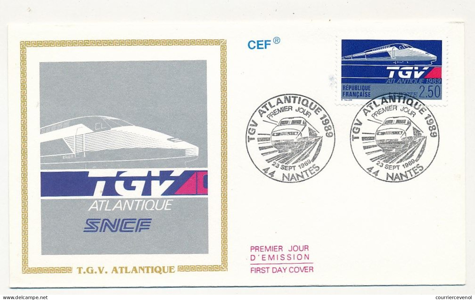 FRANCE => 2 Enveloppes FDC - 2,50F TGV Atlantique - 1989 - 44 NANTES - 1980-1989