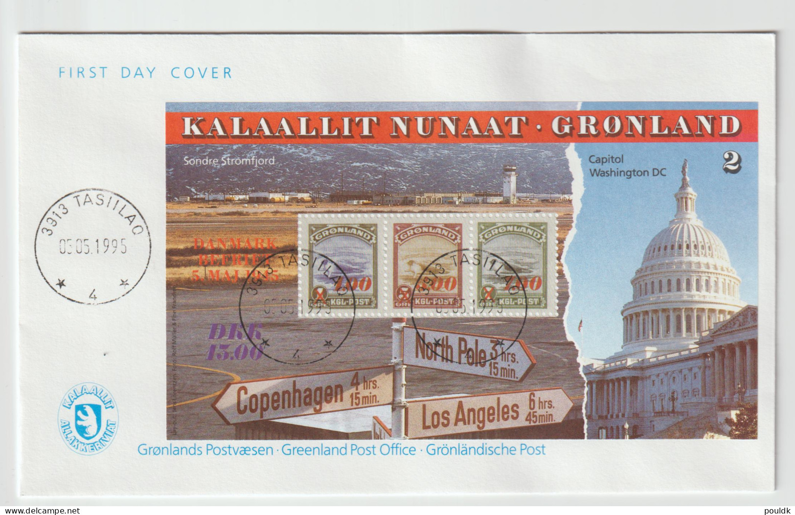 Greenland FDC 1995 Denmark Liberated Souvenir Sheet No. 2. Postal Weight Approx 40 Gramms. Please Read - FDC