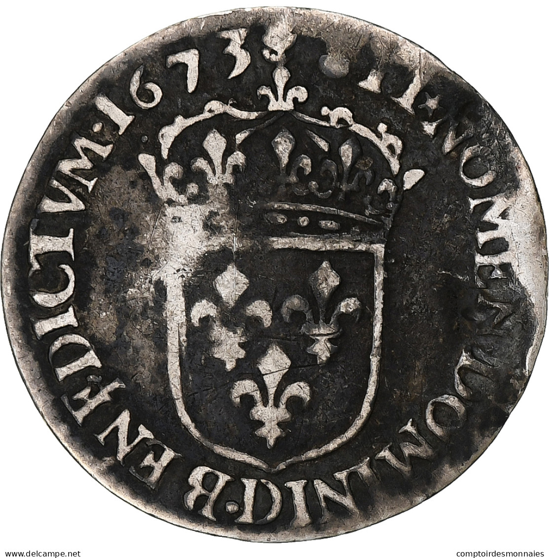 France, Louis XIV, 1/12 Écu Au Buste Juvénile, 1673, Lyon, Argent, TB+ - 1643-1715 Ludwig XIV.