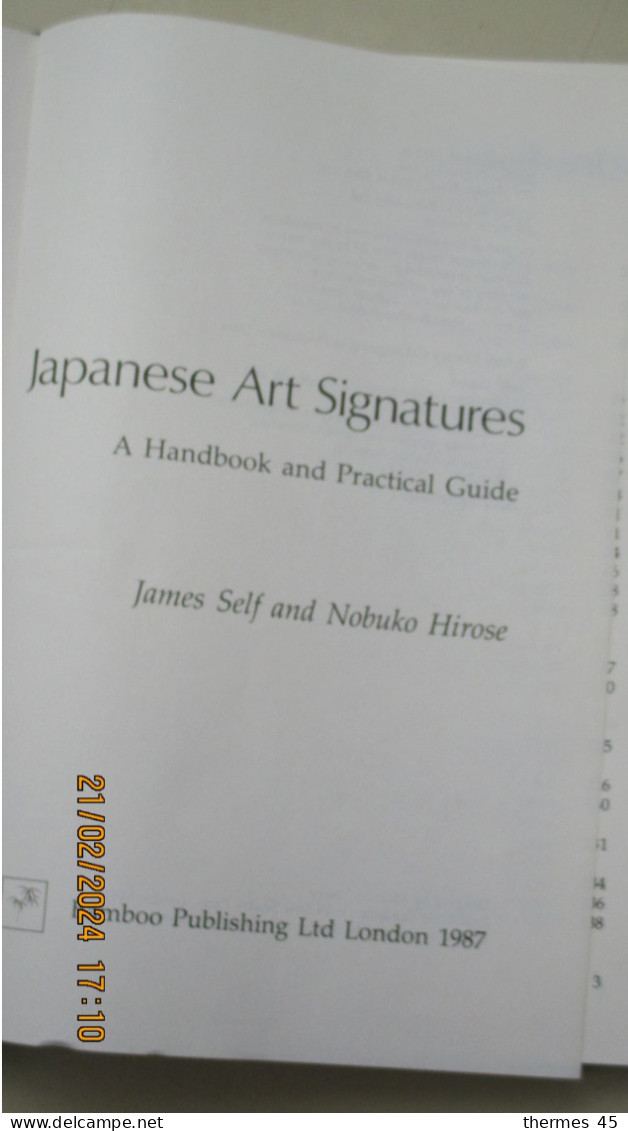 1987 / JAPANESE ART SIGNATURES / Bambou Publishing Ltd London. 1ère  éd.