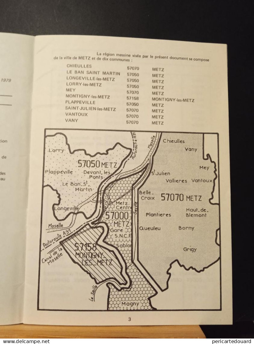 Code Postal. . Fascicule De 30 Pages, Liste Alphabétique Des Rues De METZ. Édition Mai 1979 - Lettres & Documents