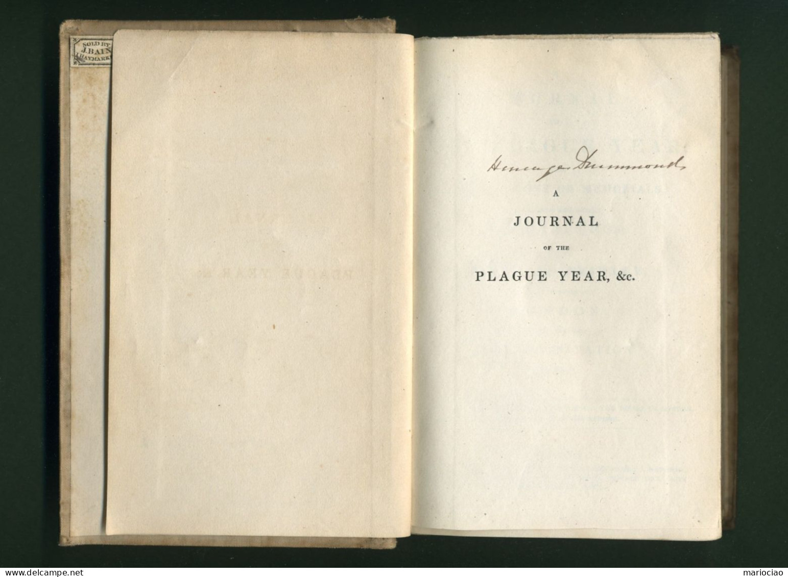 L-UK A Journal Of The Plague Year Daniel De Foe 1835 - PESTE - 1800-1849