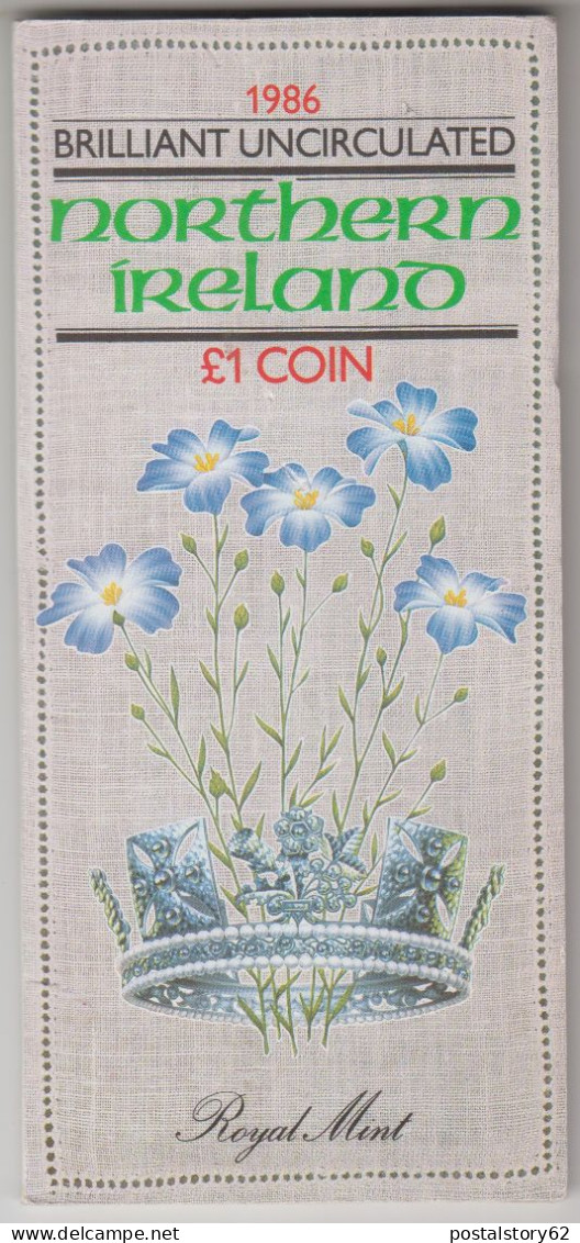 Moneta Royal Mint Brilliant Uncirculated In Folder Di Presentazione £1 1986 - Irlanda