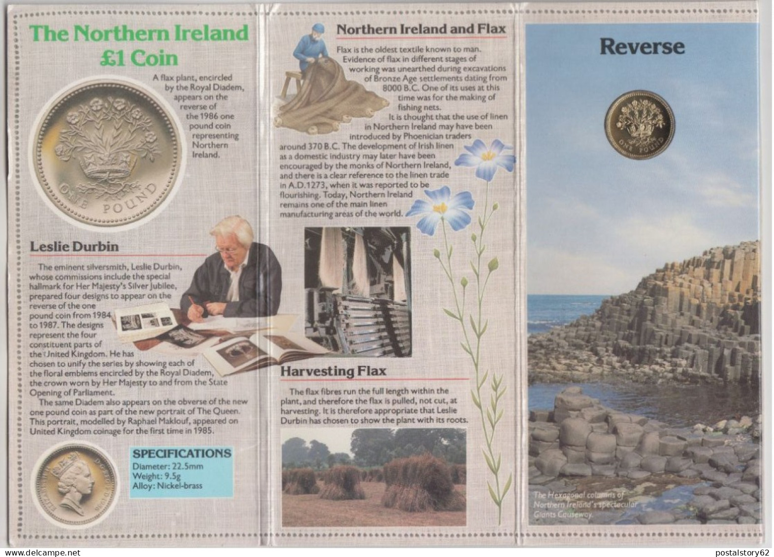 Moneta Royal Mint Brilliant Uncirculated In Folder Di Presentazione £1 1986 - Irland