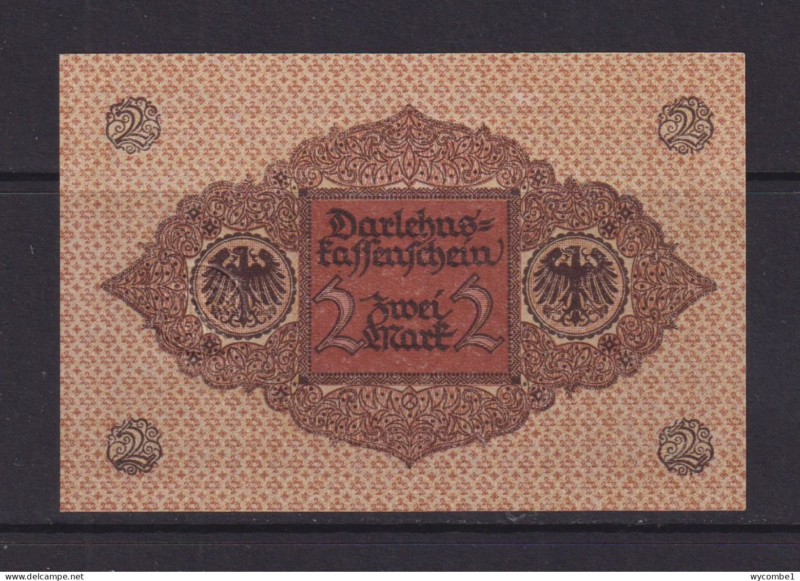 GERMANY - 1920  Darlehenskassenschein 2 Mark AUNC Banknote - 2 Mark