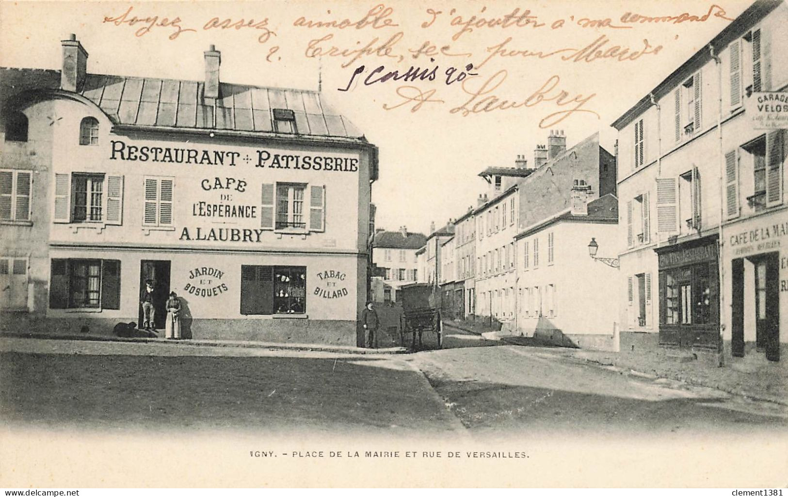 Igny Place De La Mairie Et Rue De Versailles Restaurant Patisserie Cafe LAUBRY Garage Velos - Igny