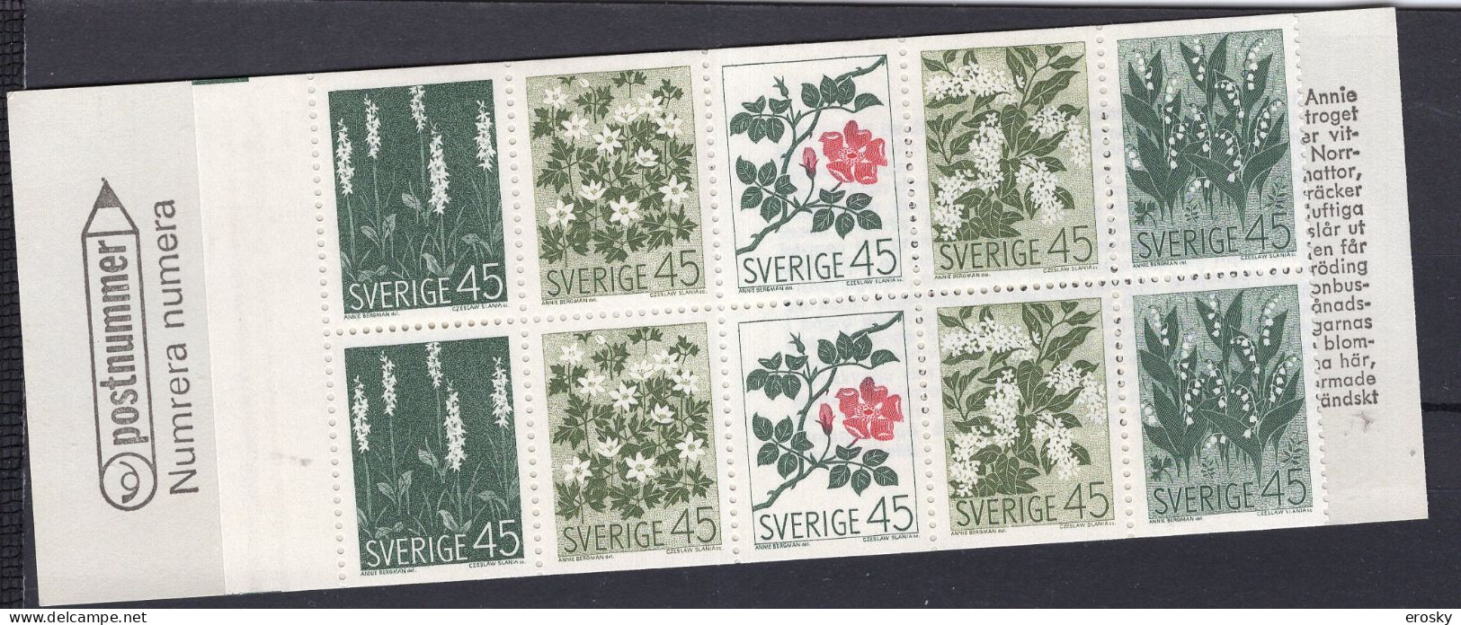 F1594 - SUEDE SWEDEN N°590 ** CARNET Fleurs - 1951-80