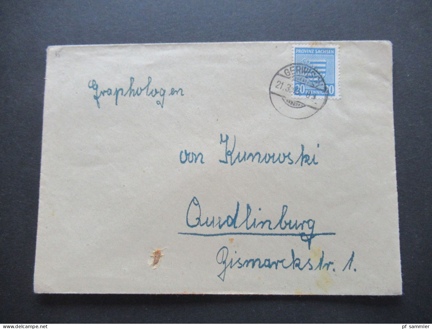 SBZ Provinz Sachsen Mi.Nr.81 MiF Rücks. Nr.73 Als 4er Block Tagesstempel Gerwisch Fernbrief Nach Quedlinburg Gesendet - Cartas & Documentos