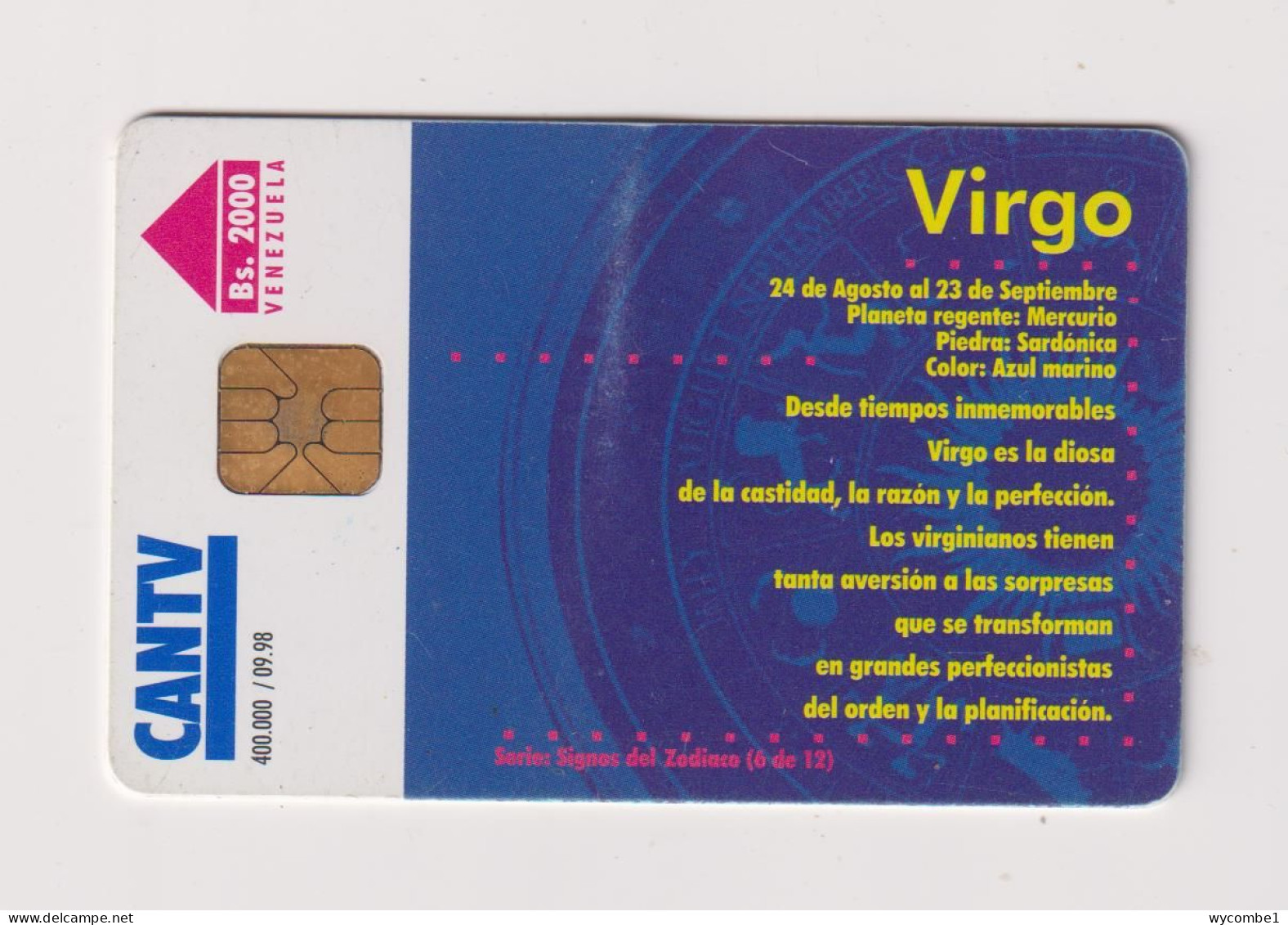 VENEZUELA  - Zodiac Virgo Chip Phonecard (bent) - Venezuela