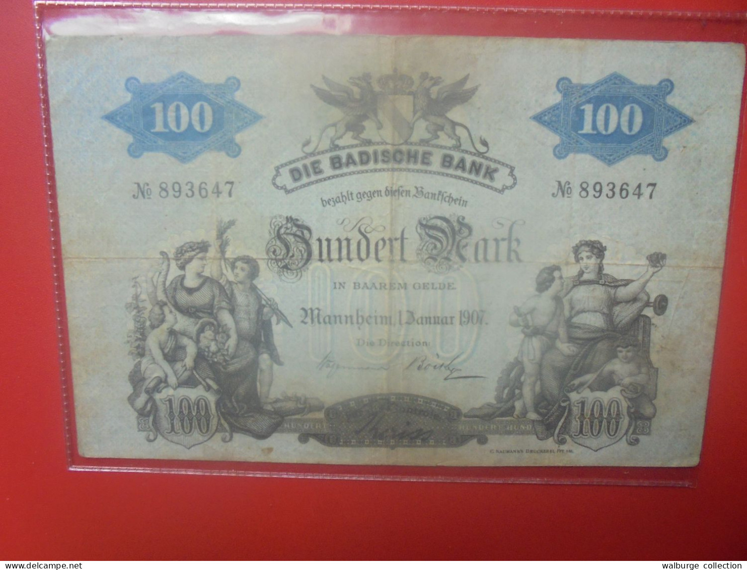 Badische Bank 100 MARK 1907 Circuler (B.33) - 100 Mark