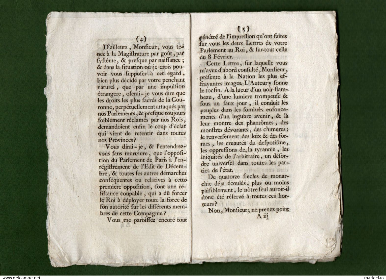 L-FR VOLTAIRE Lettre De M. De C°° à M. De ST°°°° à Rouen 1771 - 1701-1800