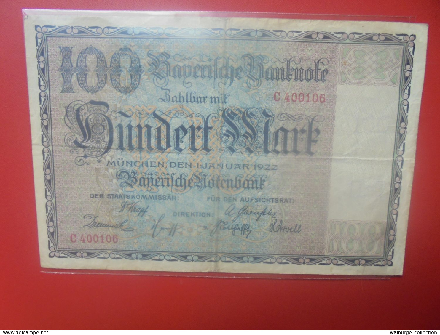 Bayerische Banknote 100 MARK 1922 Circuler (B.33) - 100 Mark