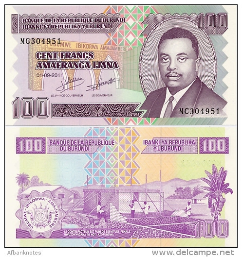 BURUNDI      100 Francs     P-44b      1.9.2011       UNC - Burundi