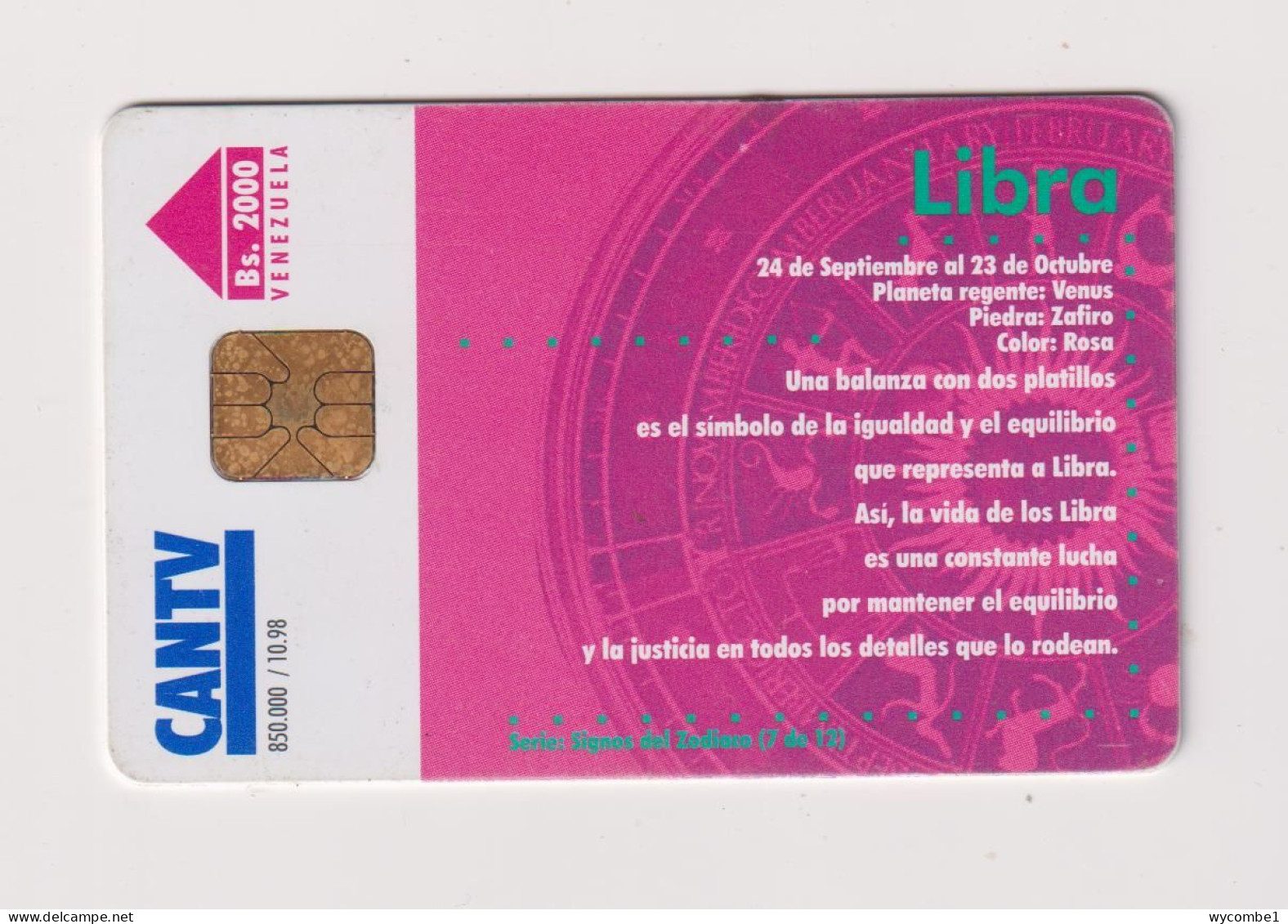 VENEZUELA  - Zodiac Libra Chip Phonecard - Venezuela