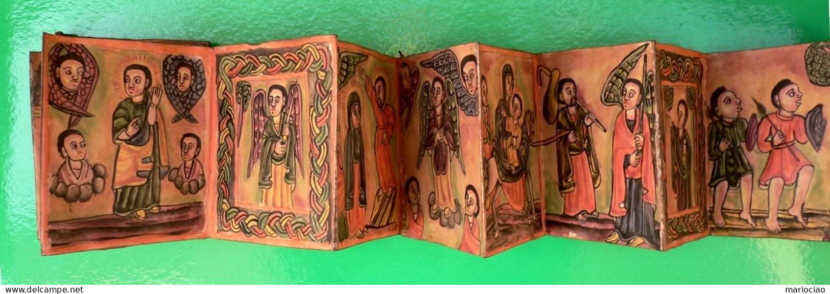 L-ETH Etiopia 18 Dipinti Su Pergamena - Ethiopian Livre Avec 18 Peintures à La Main Sur Peau - Religion Copte. - Livres Anciens