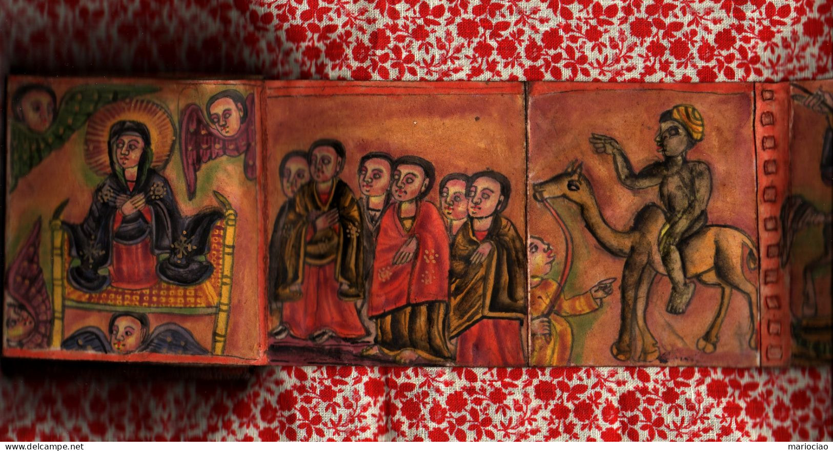 L-ETH Etiopia 18 dipinti su Pergamena - Ethiopian livre avec 18 peintures à la main sur peau - Religion Copte.