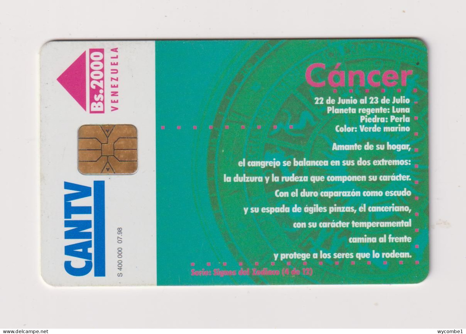 VENEZUELA  - Zodiac Cancer Chip Phonecard - Venezuela