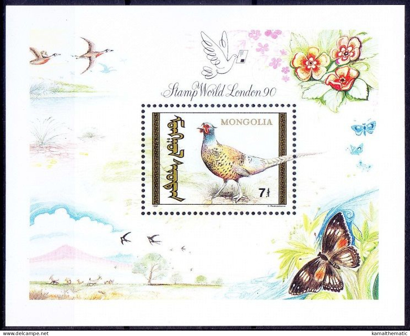 Mongolia 1991 MNH MS, Common Pheasant, Birds - Hühnervögel & Fasanen