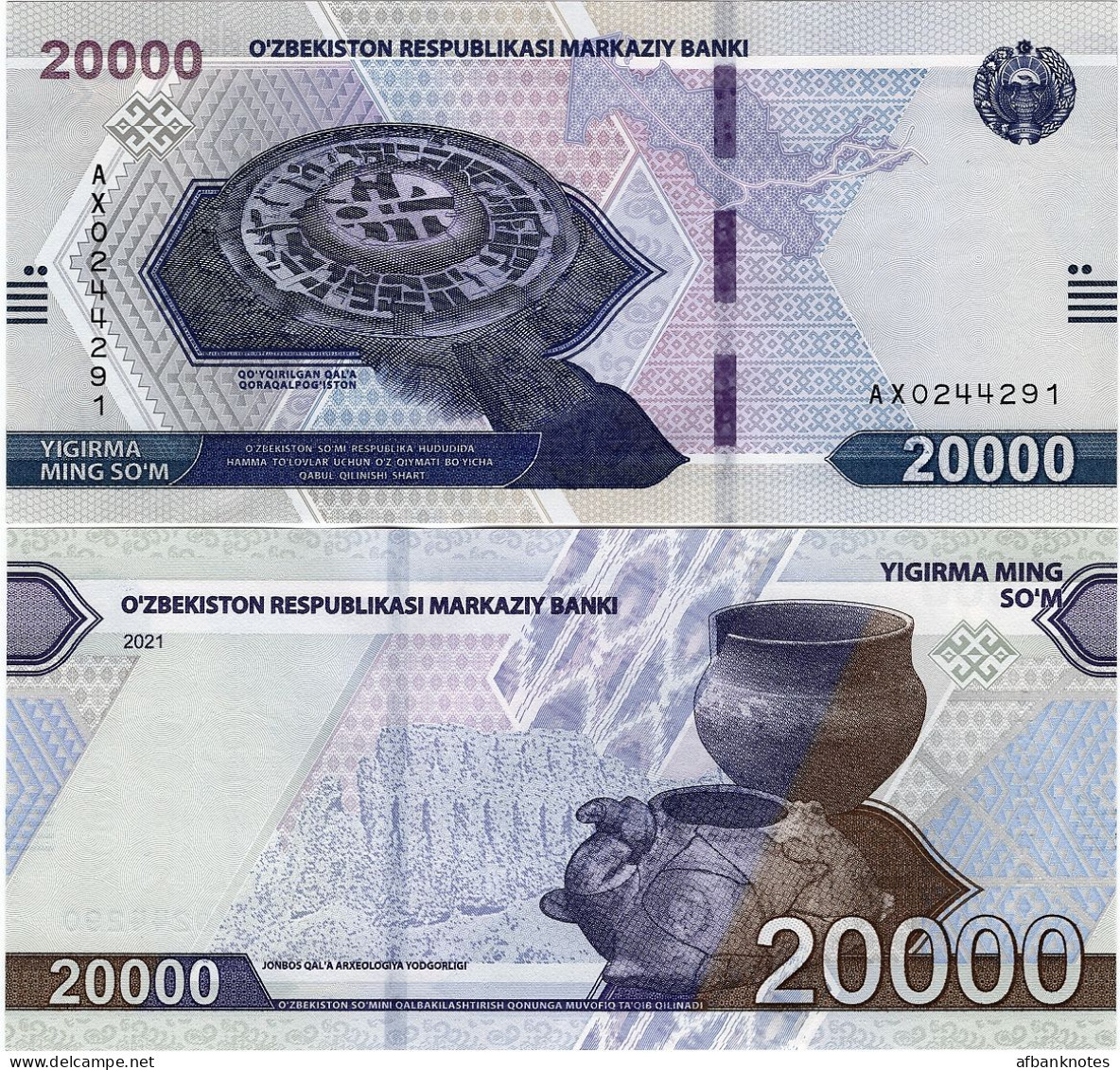 UZBEKISTAN       20,000 Som       P-W90       2021        UNC  [ 20000 ] - Ouzbékistan