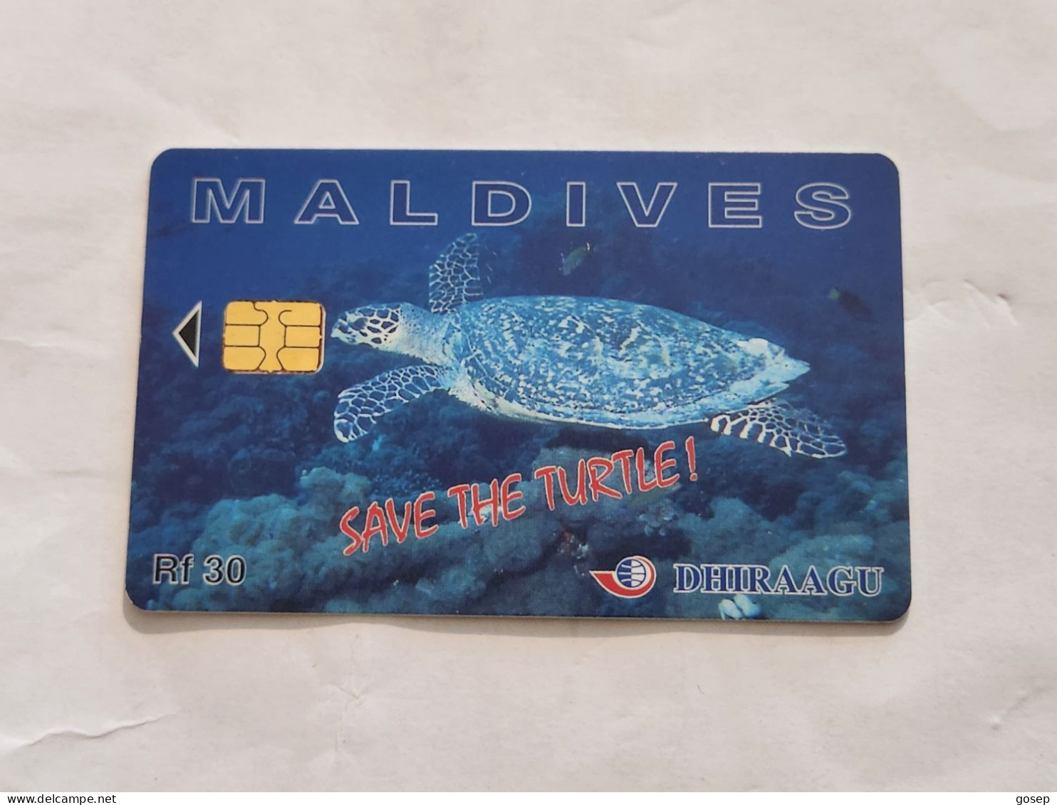 Maldives-(256MLDGIB-MAL-C-01)-save The Turtle-(42)-(RF30)-(256MLDGIB01438869)-used Card+1card Prepiad Free - Maldiven