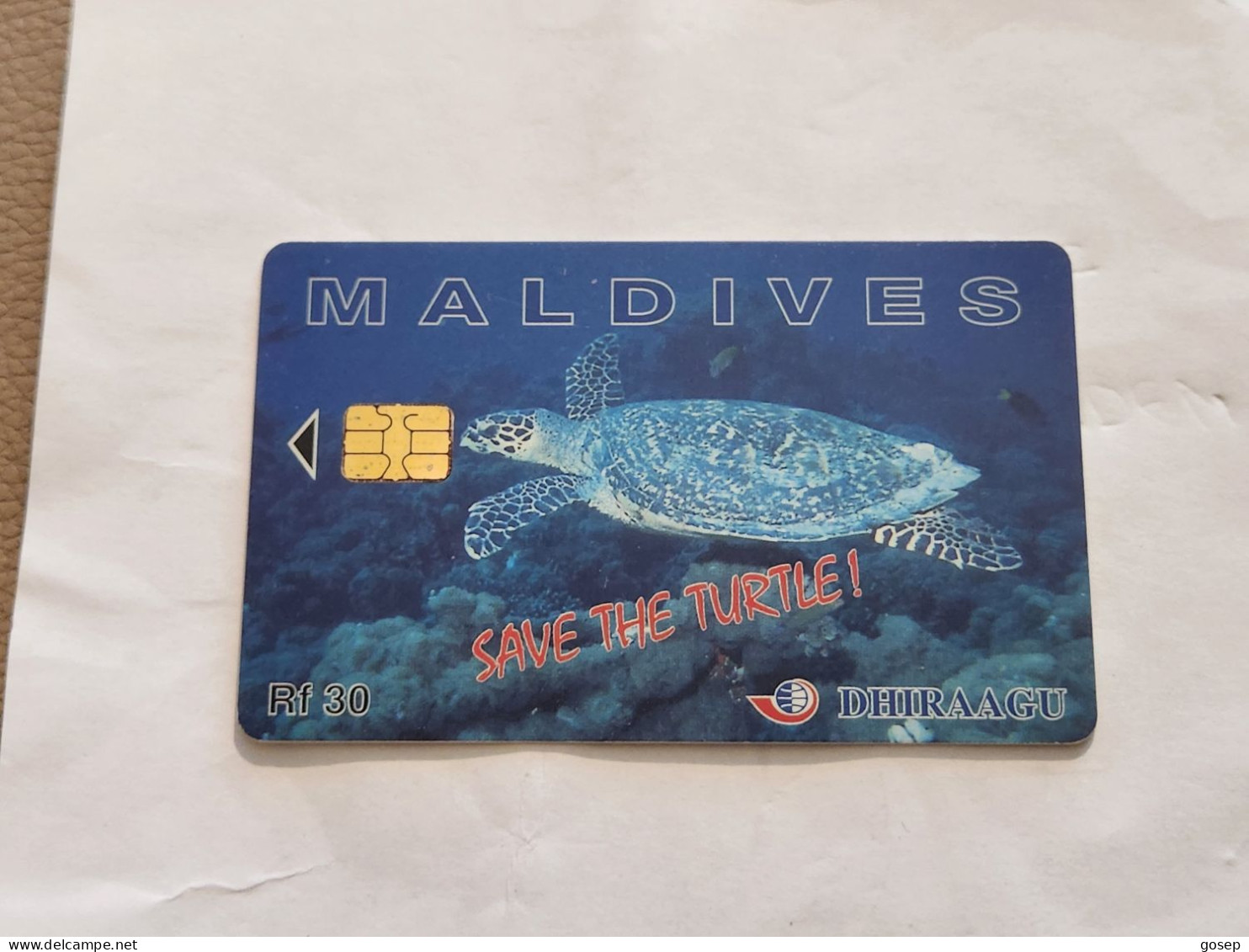 Maldives-(256MLDGIB-MAL-C-01)-save The Turtle-(43)-(RF30)-(256MLDGIB01257276)-used Card+1card Prepiad Free - Maldive