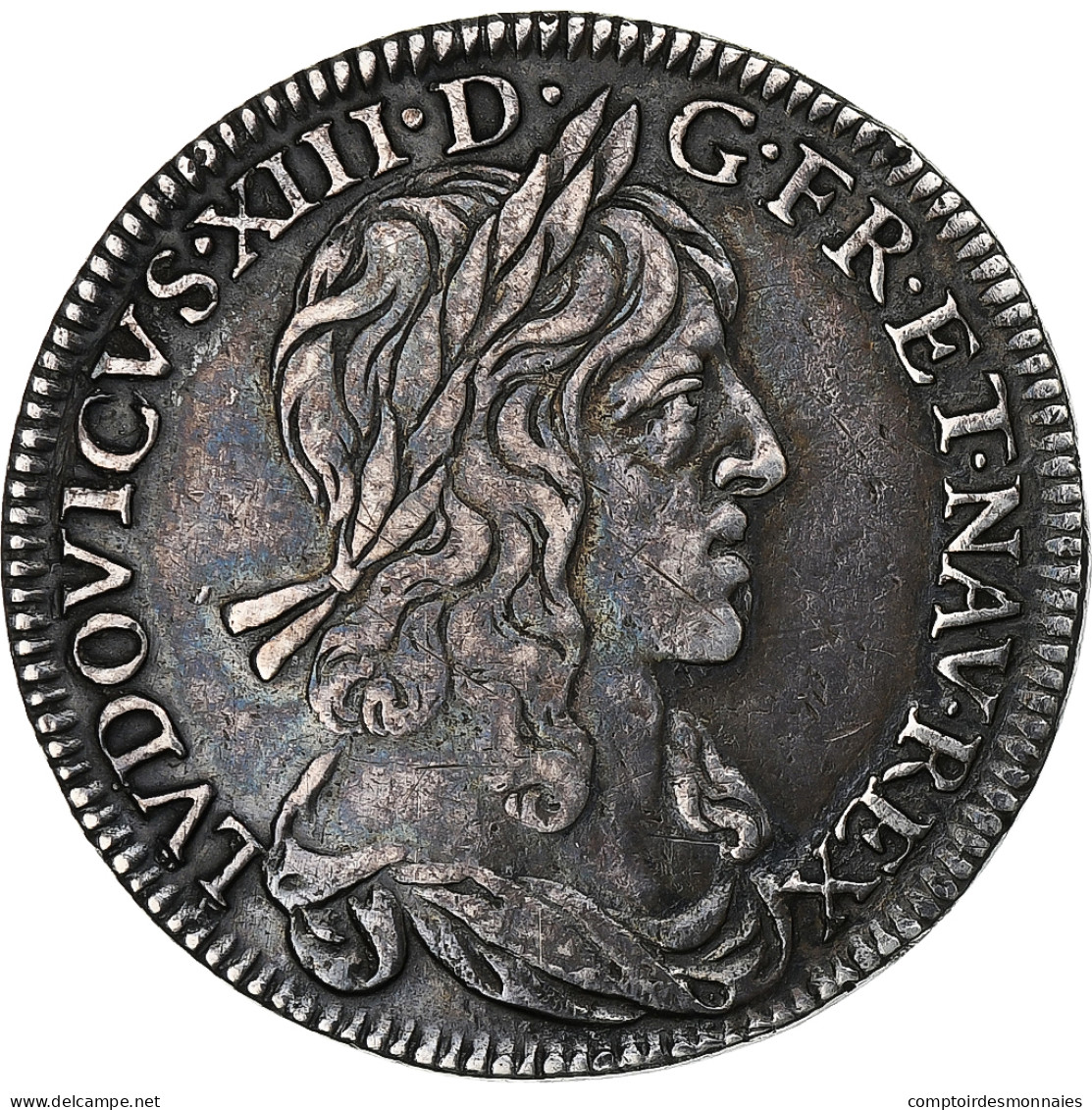 France, Louis XIII, 1/4 Ecu, 1642, Paris, Argent, TTB, Gadoury:47 - 1610-1643 Lodewijk XIII Van Frankrijk De Rechtvaardige