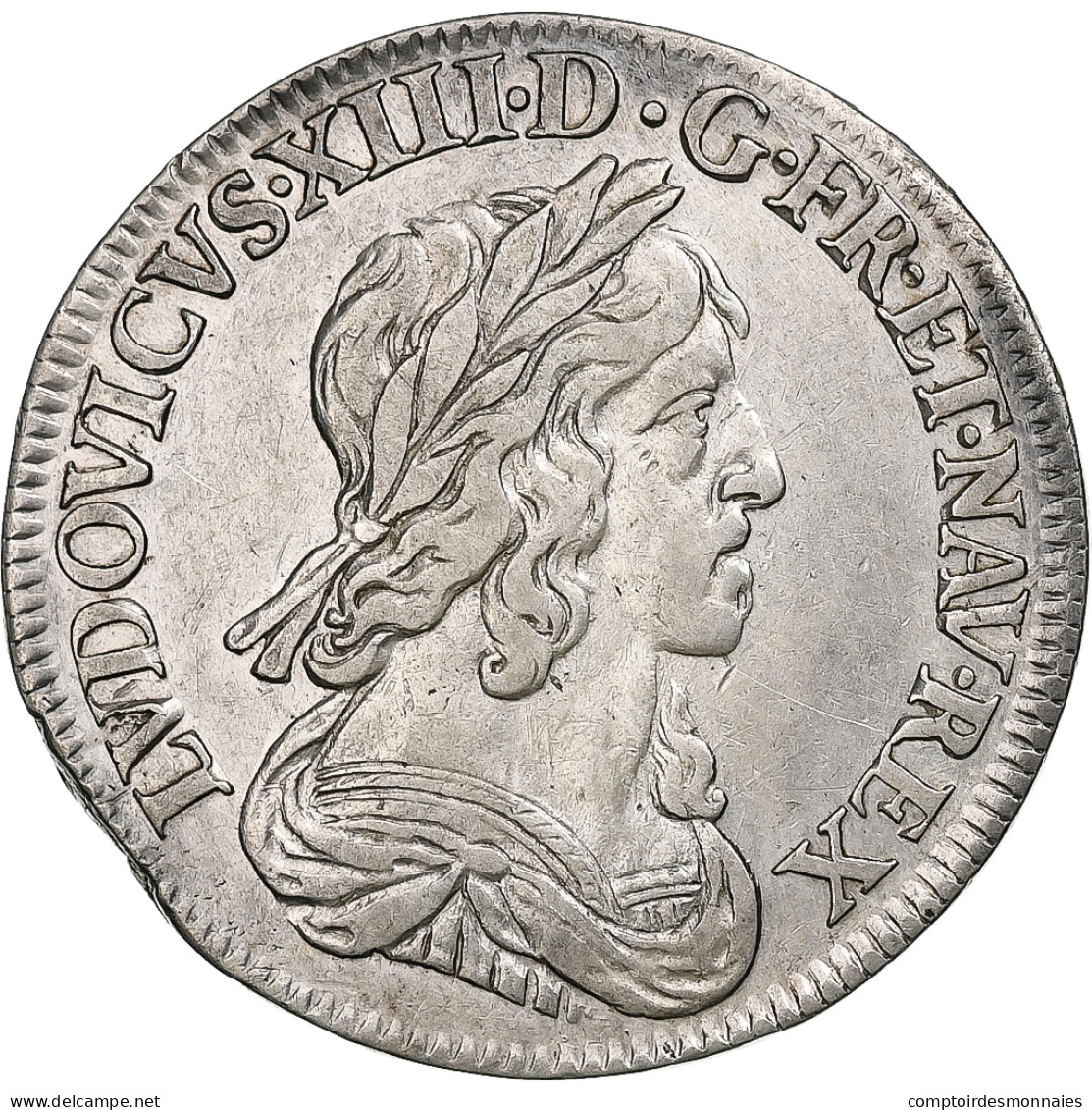 France, Louis XIII, 1/4 Ecu, 1642, Paris, Rose, Argent, TTB+, Gadoury:48 - 1610-1643 Louis XIII The Just