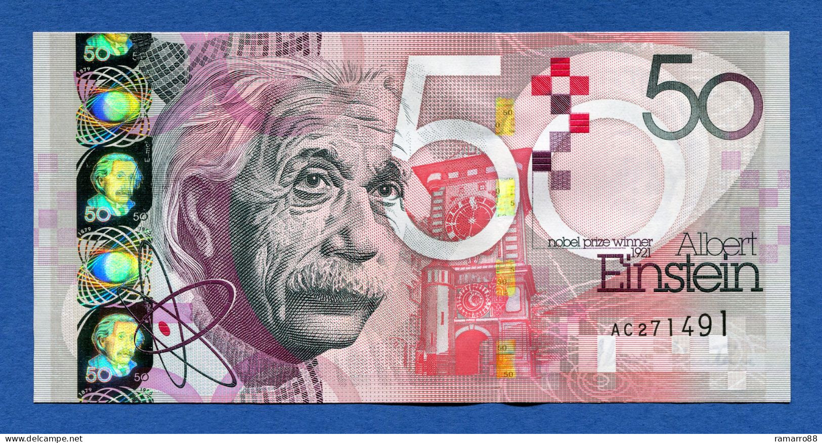 De La Rue - Albert Einstein - 50 Units Depth Thread - 2010 Specimen Test Note Unc - Fiktive & Specimen