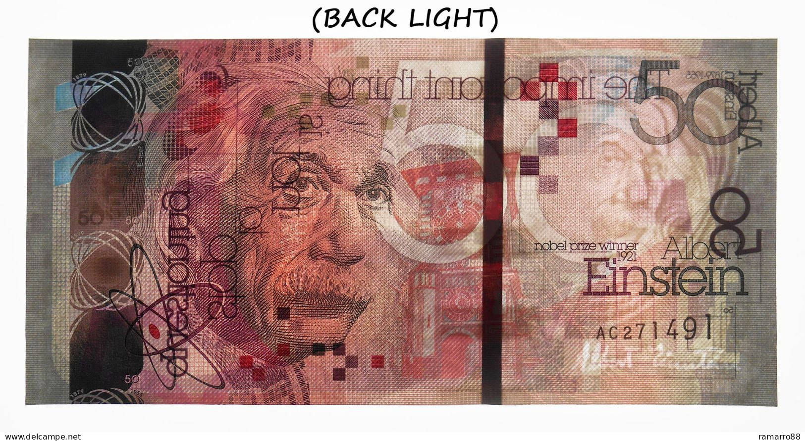 De La Rue - Albert Einstein - 50 Units Depth Thread - 2010 Specimen Test Note Unc - Fiktive & Specimen