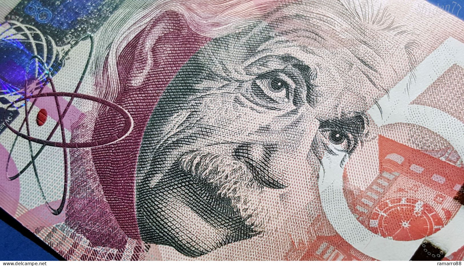 De La Rue - Albert Einstein - 50 Units Depth Thread - 2010 Specimen Test Note Unc