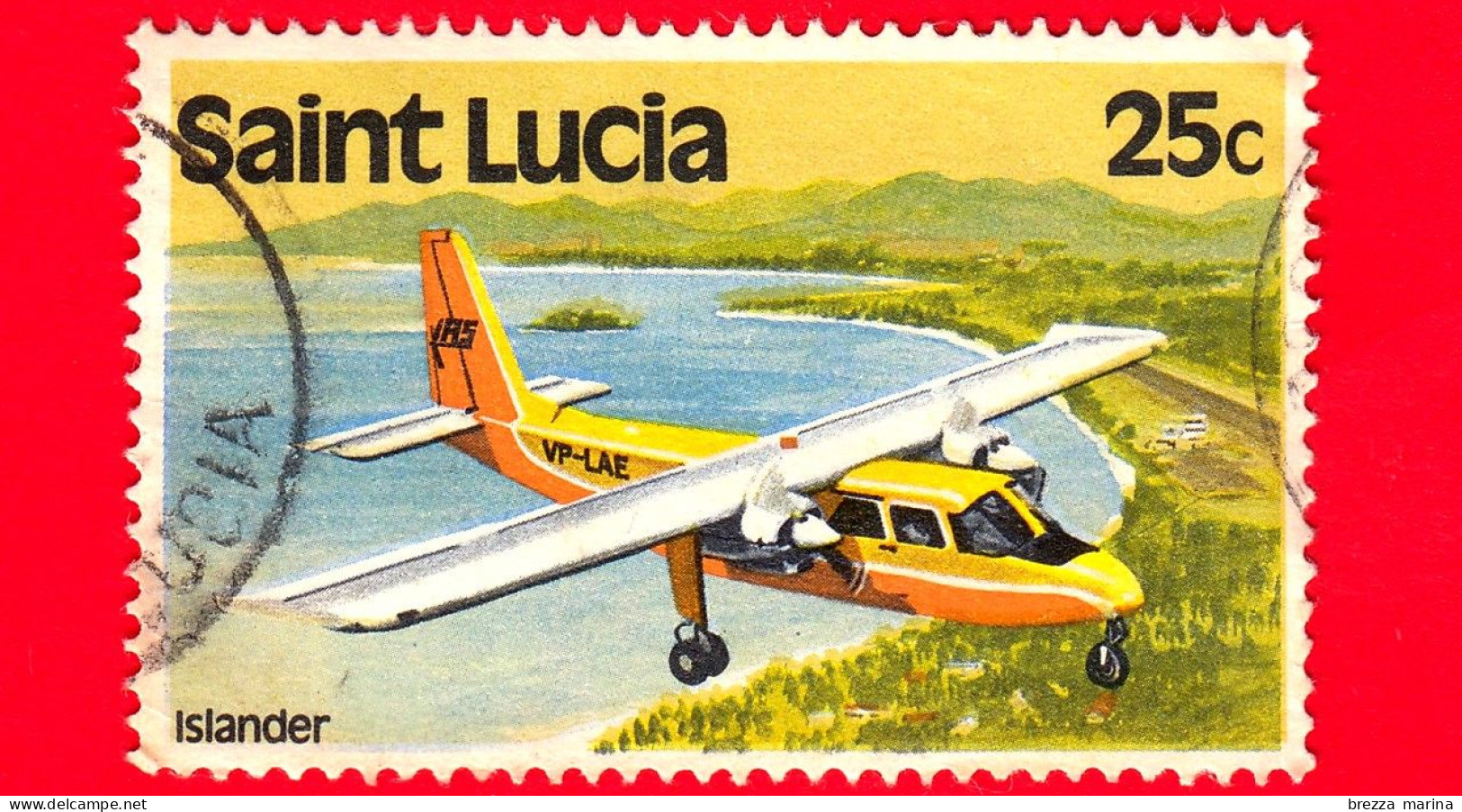 ST. LUCIA -  Usato - 1984 - Trasporto - Aereo - Islander -25 - St.Lucia (1979-...)