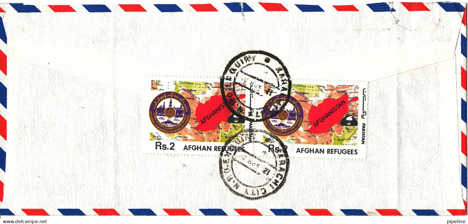 Pakistan Air Mail Cover Sent To Germany Stamps Are On The Backside Of The Cover Topic MAP Afghanes Refugees - Pakistan