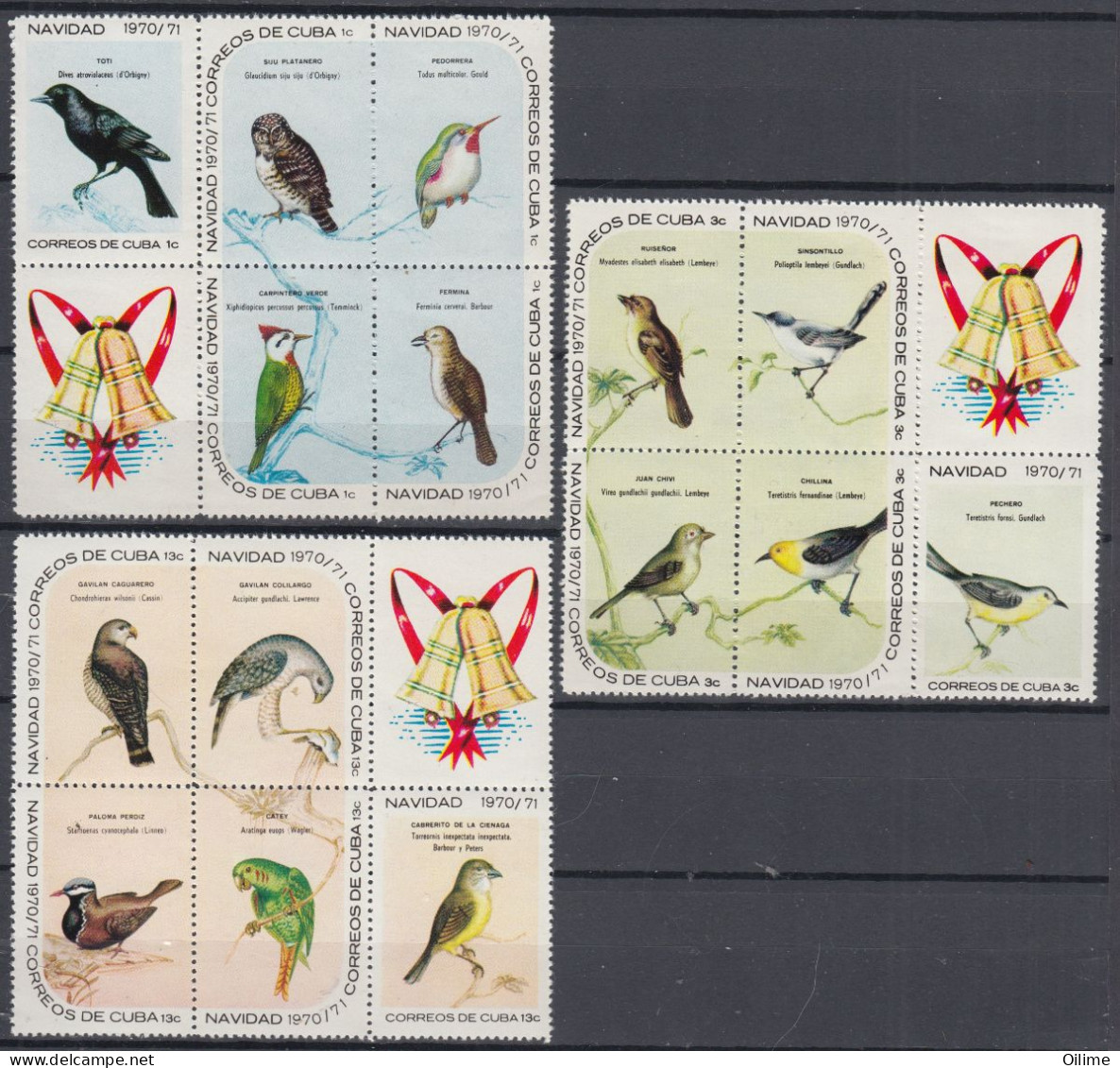 CUBA 1970. NAVIDADES. CRISTMAS.  AVES. BIRDS. MNH. EDIFIL 1812/26 - Nuevos