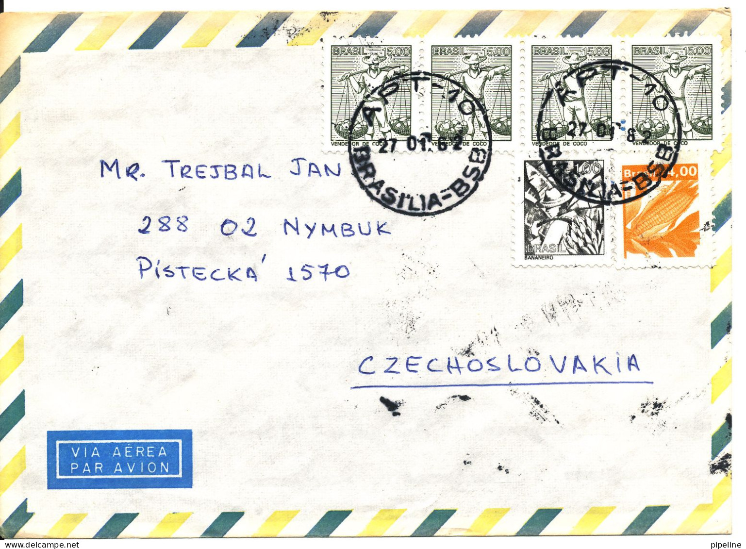 Brazil Air Mail Cover Sent To Czechoslovakia 27-1-1982 - Luftpost