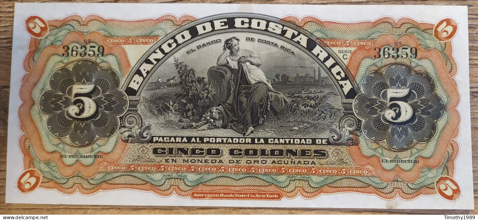 P#S173 - 5 Colones Costa Rica Serie C 1901-1908 - UNC - Costa Rica